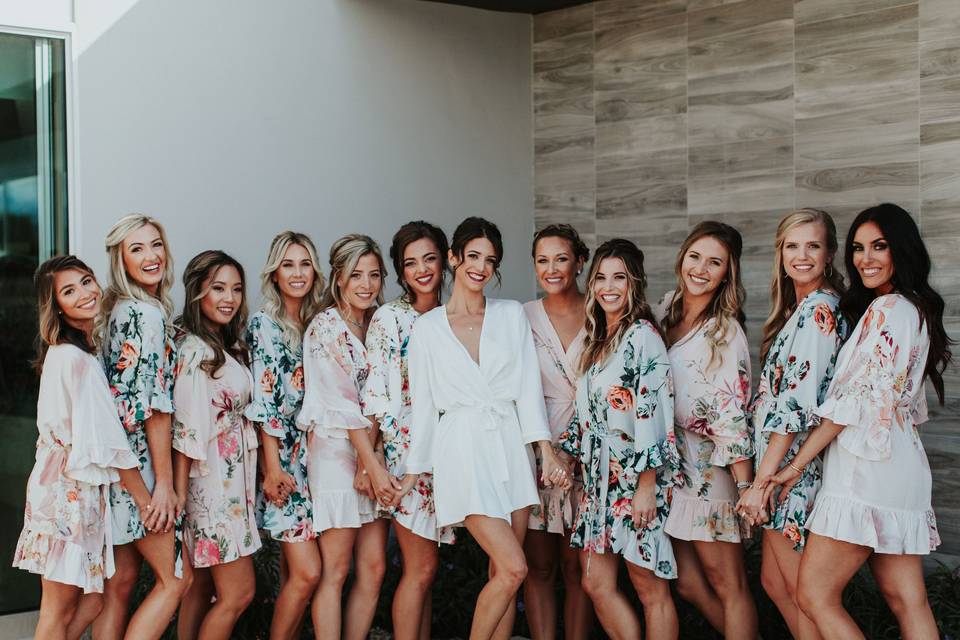 Bridal party in their robes