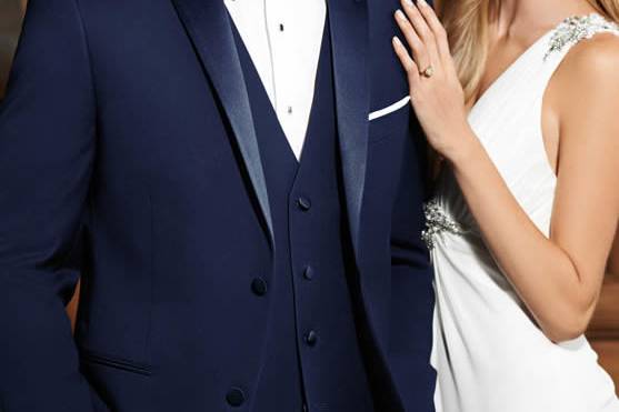 Navy blue bow tie and tuxedo
