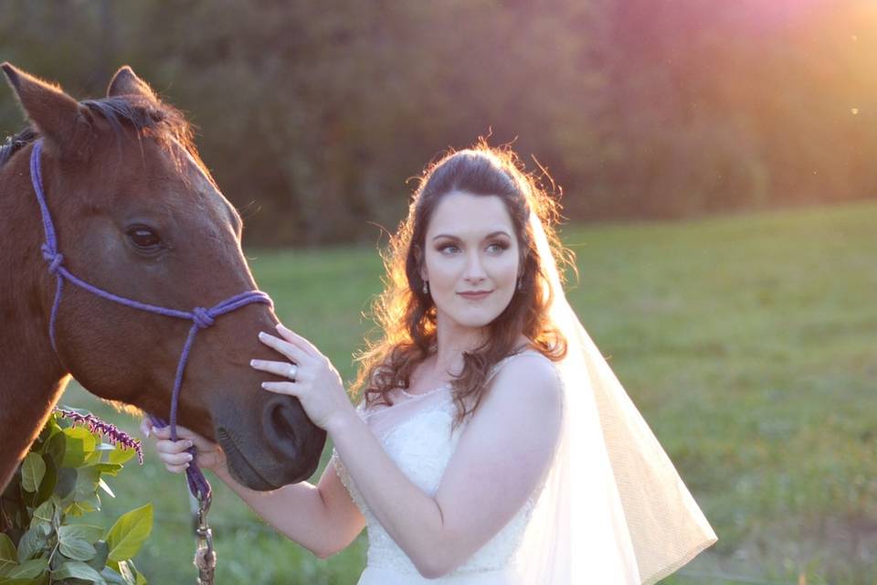 Bride and her horse