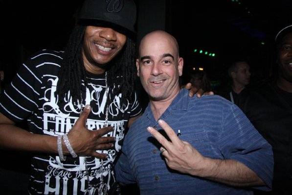 DJ Peace says hello to DJ Kool at Mobile Beat Disc Jockey Conference in Las Vegas, Nevada.