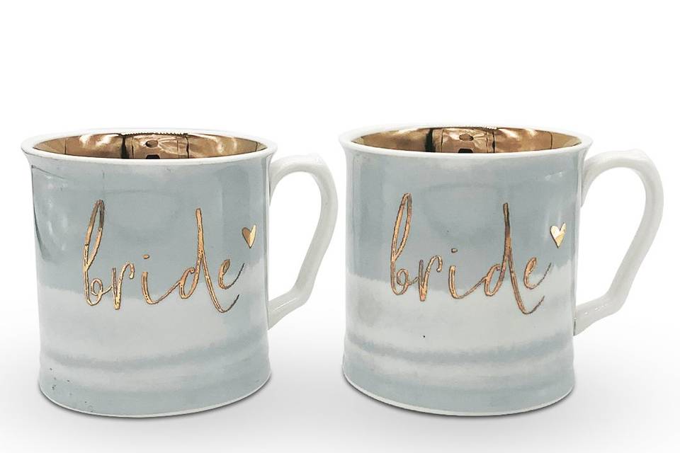 Gold Edge Wedding Mug Set