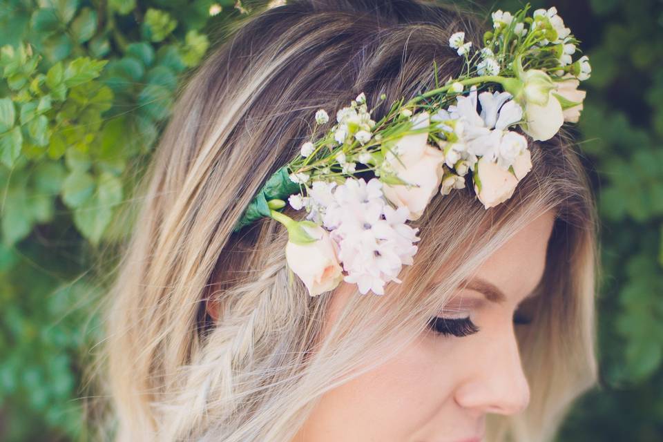 Bride with flower head band
