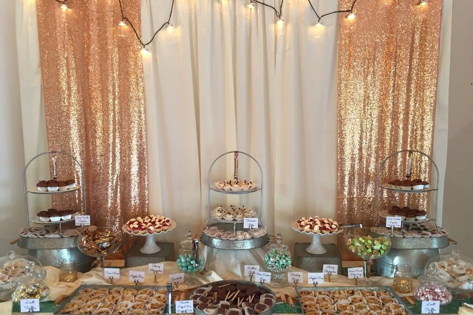 Rustic wedding dessert table