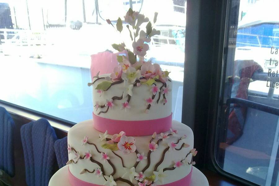 Beautiful wedding cake with flowers