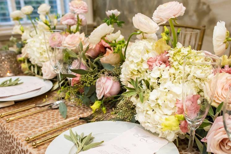 Lush floral table runner