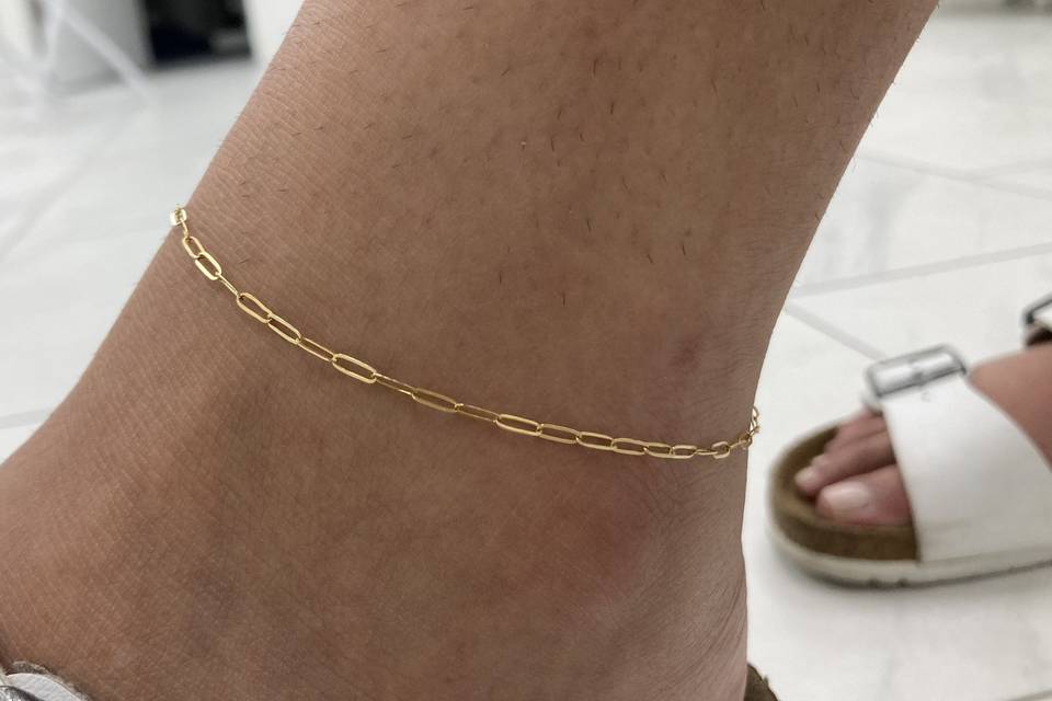 Gold Paperclip Anklet