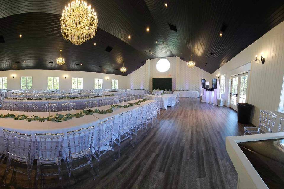 Long tables in the ballroom