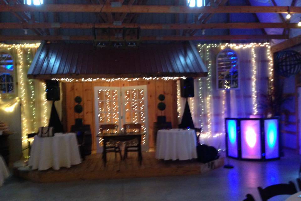 DJ booth and reception hall lighting