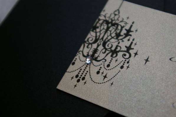 Chandelier Pocketfold Invitation with Rhinestone Embellishment