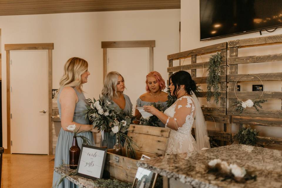 Bride and bridesmaids