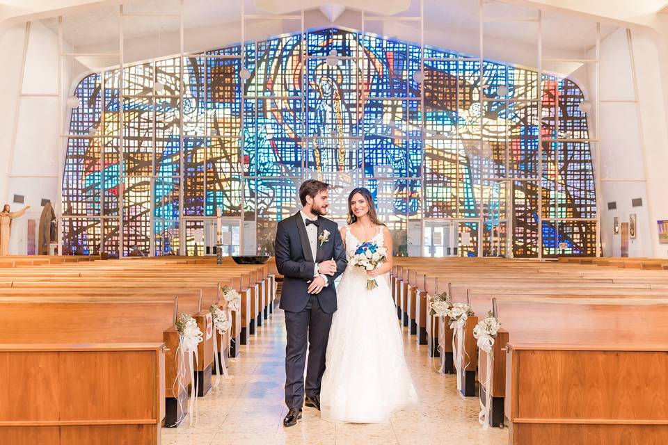 Couple with stained glass