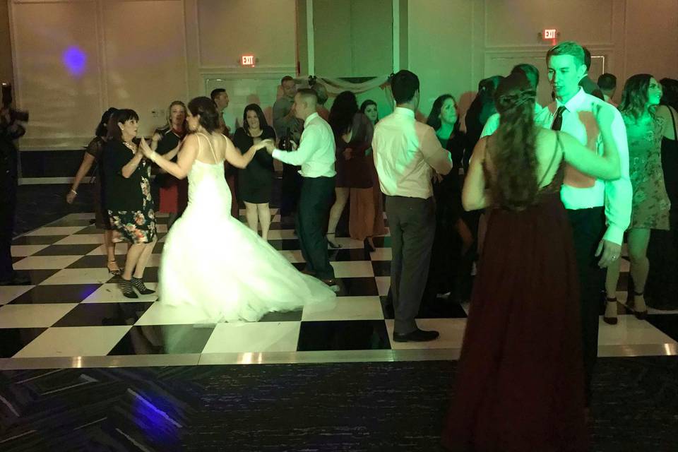 On the dance floor