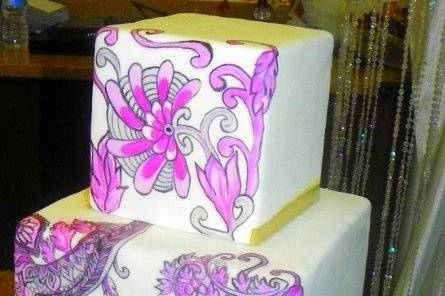 Teapot Cake -
Hand-Painted,  inspired by Grandma's Vintage Tea set