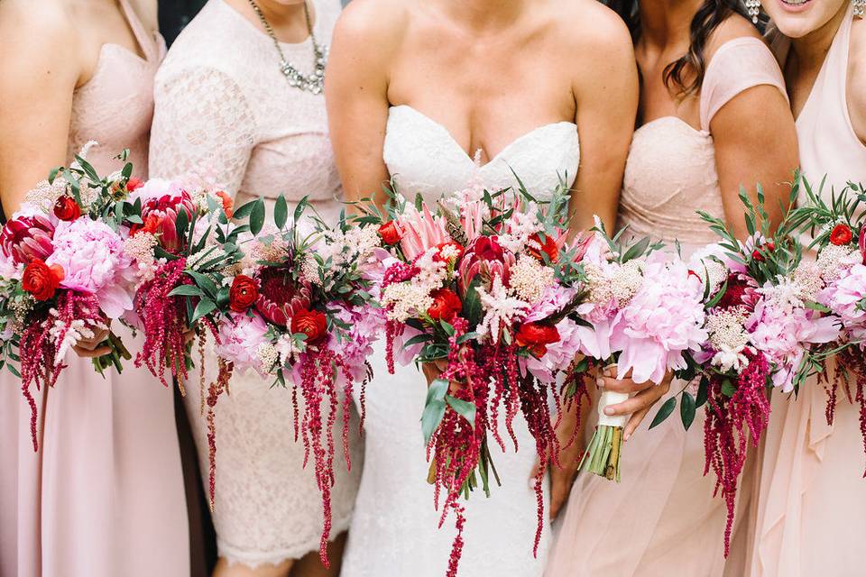 The bride and bridesmaids