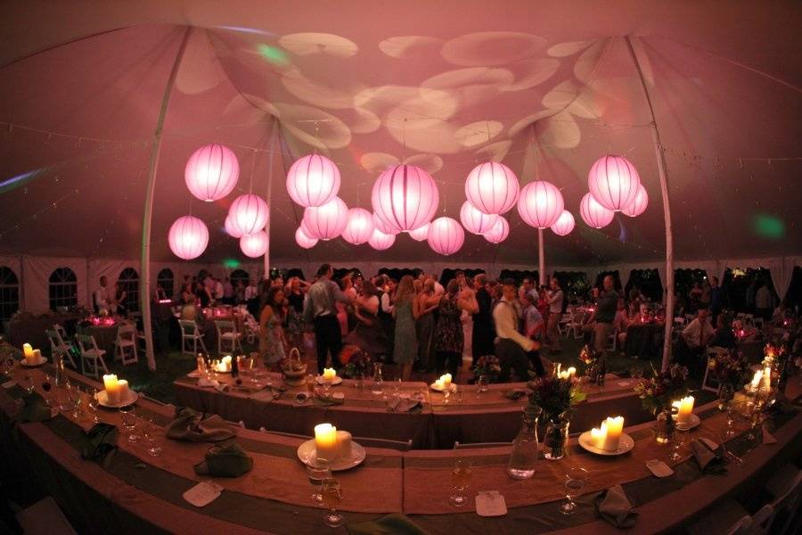 Lanterns under century tent