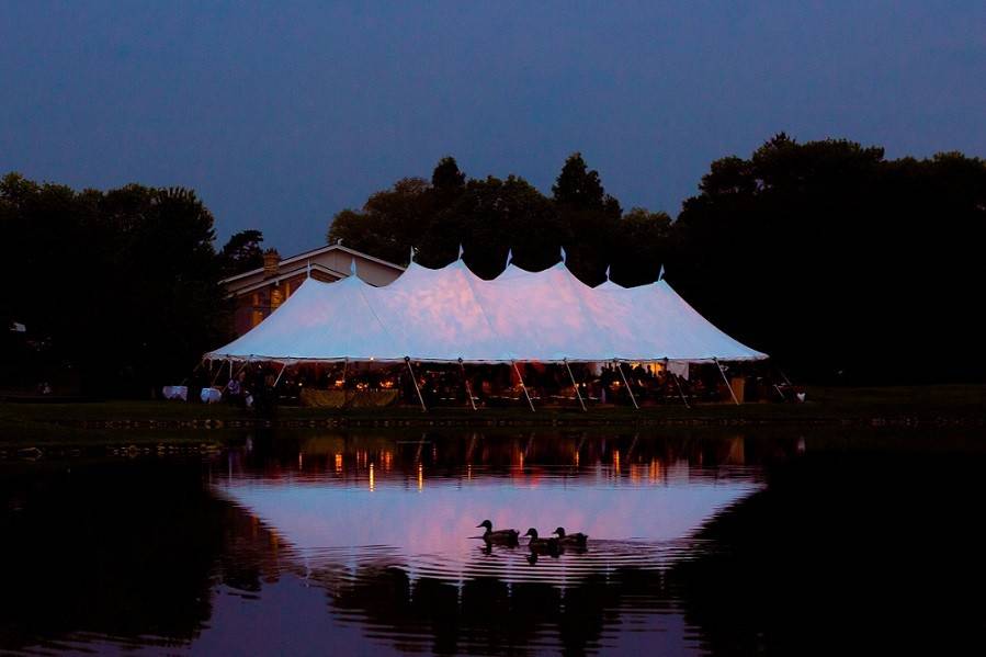 Sailcloth tent fro afar