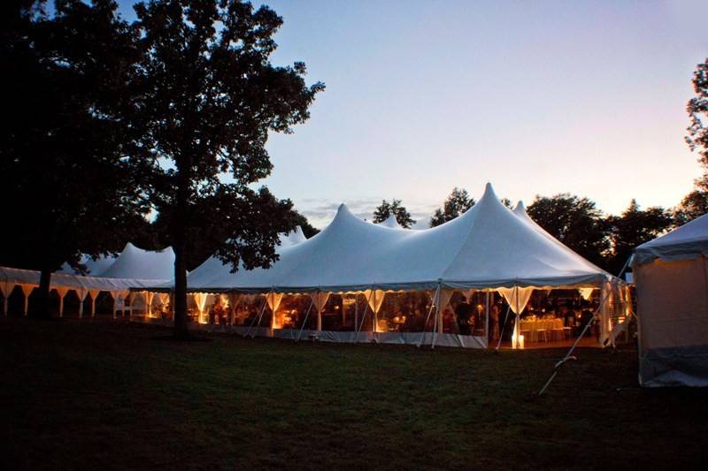 White century tent at night