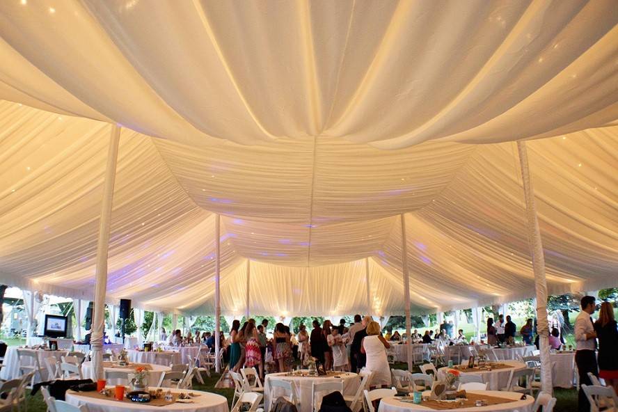 White fabric tent liner