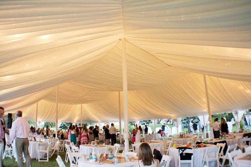 White fabric tent liner