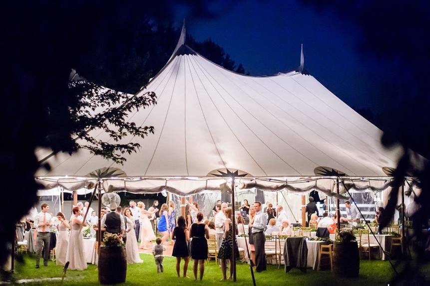 Sailcloth tent at night