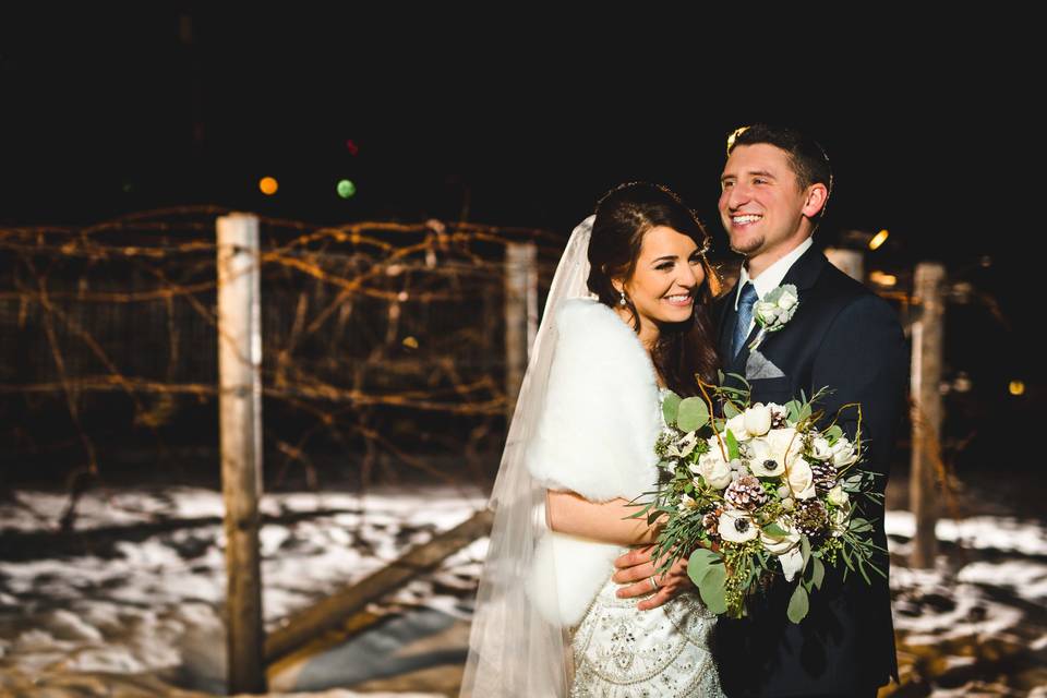 Smiles in the winter vineyard.