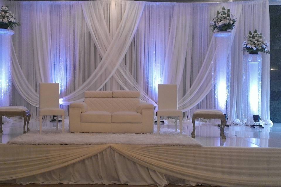 White drapes and columns