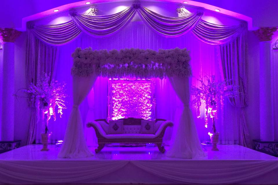 Flowers and lights stage decor
