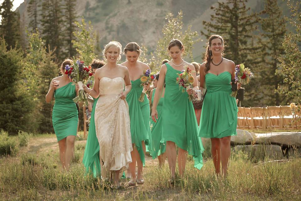 The bride and the bridesmaids