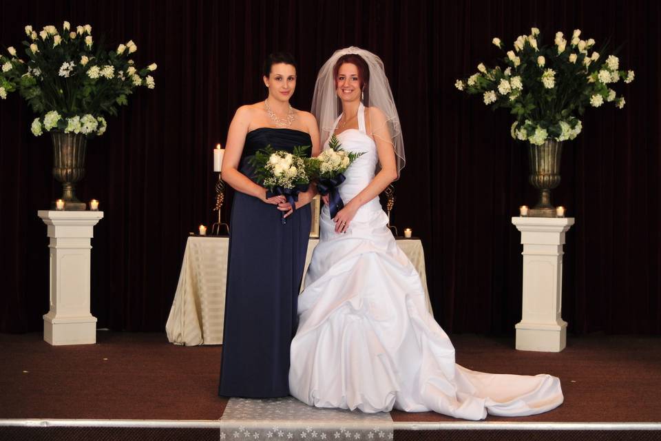 The bride with her bridesmaid