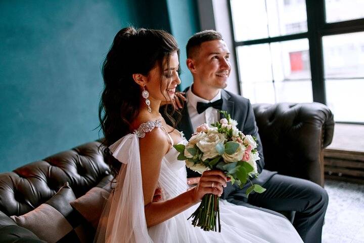 Bride and her bouquet