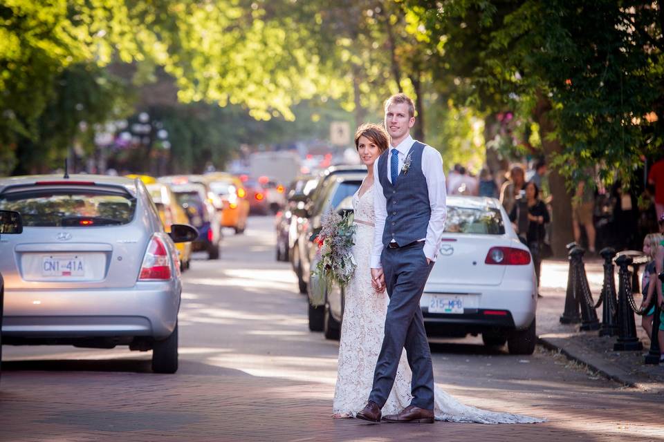 Happy couple on a stroll