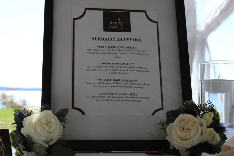 Specialty cocktail Menu