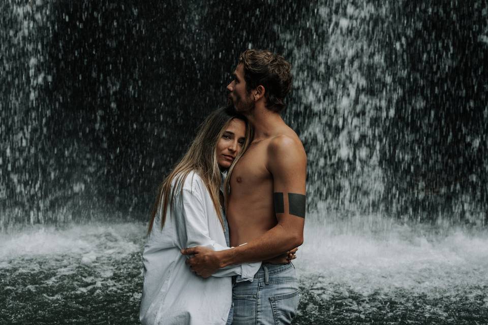 Couple at waterfall