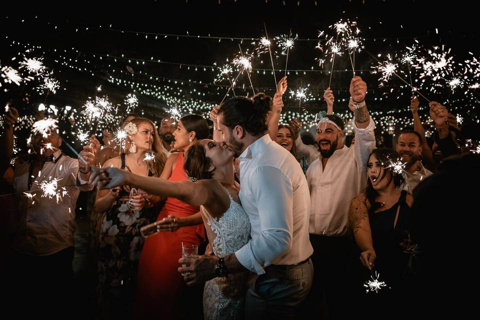 Celebrating with sparklers