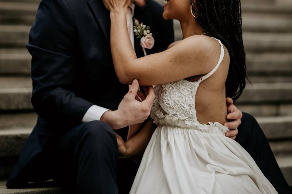 Bride and groom in kansas city