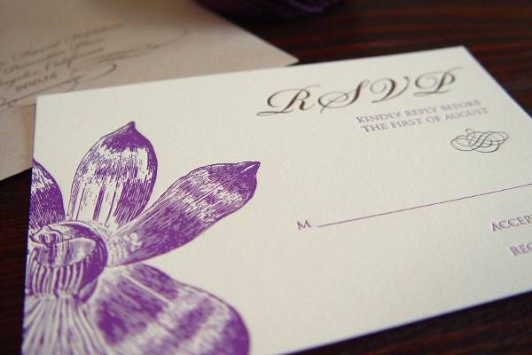 Custom music inspired letterpress RSVP card