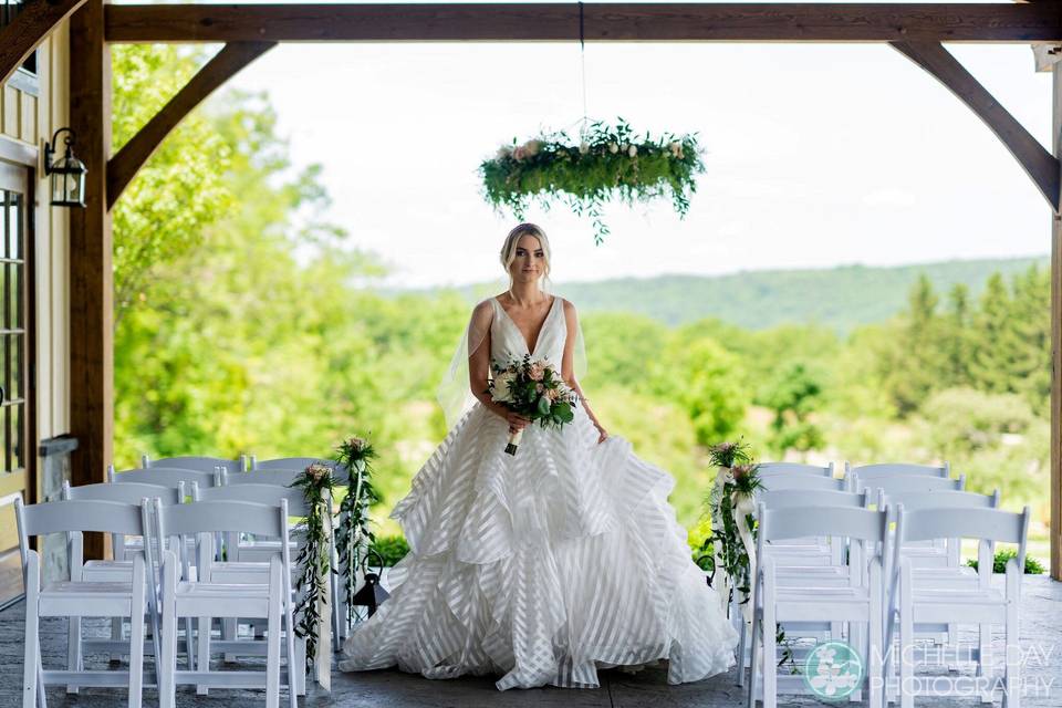 Patio ceremony with a view.