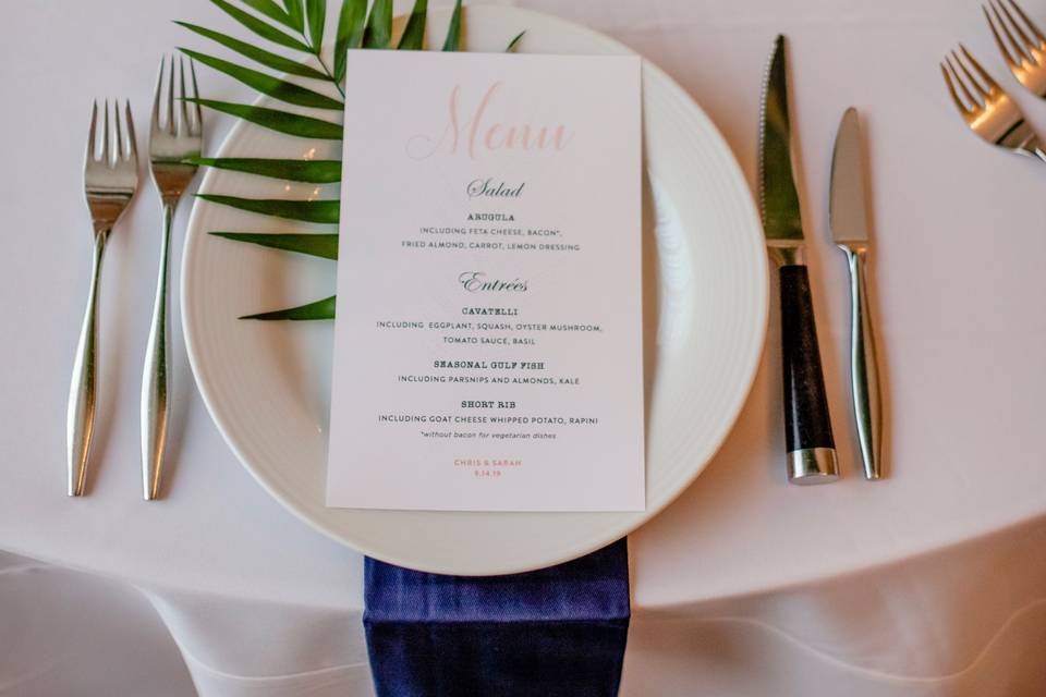 Custom table design with menu