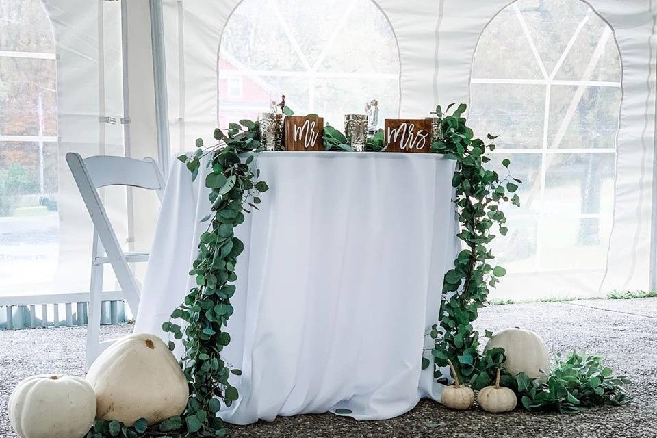 Eucalyptus and pumpkins