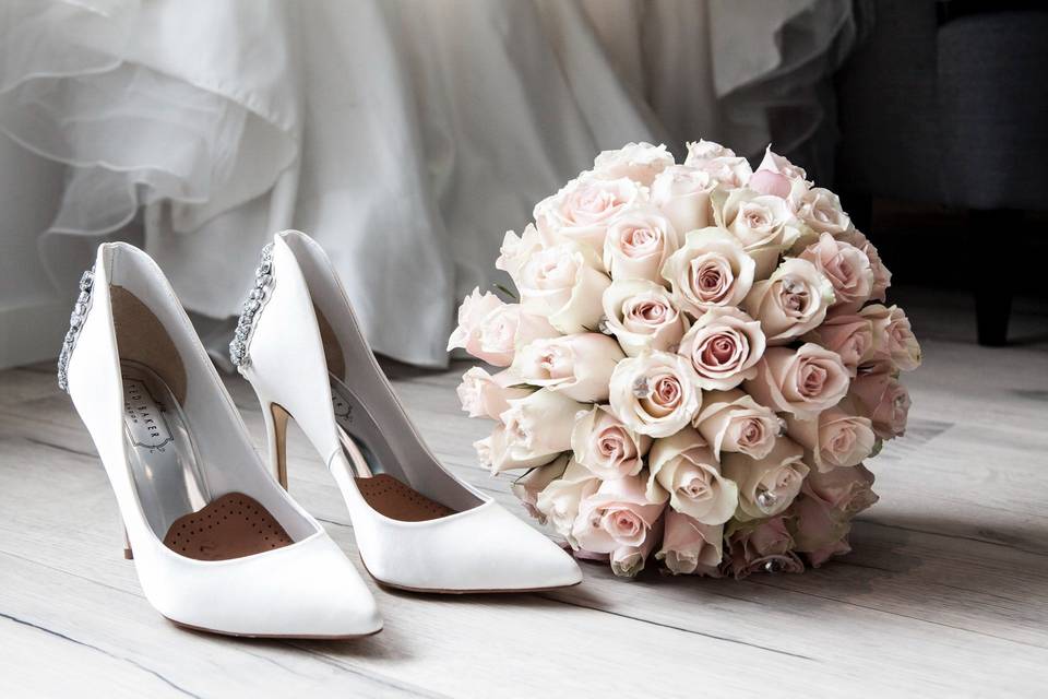 Shoes and bouquet