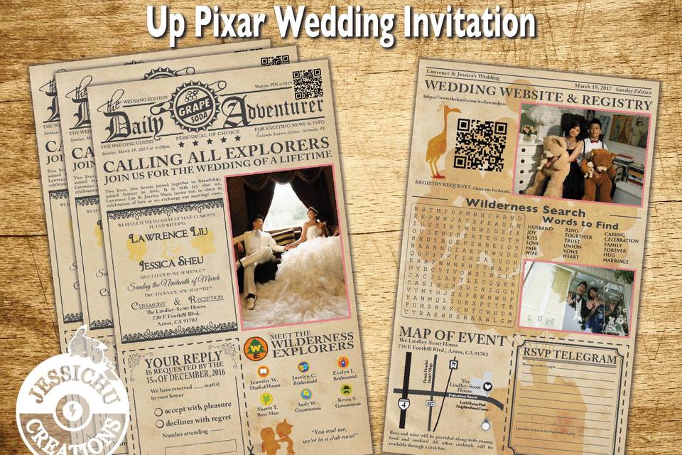 Pixar Newspaper Invitation