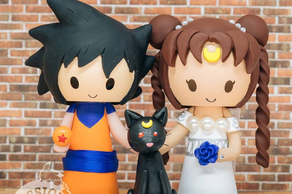 Anime wedding topper Totoro bride and groom   CakesDecor