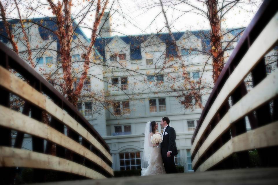 Newlyweds in the bridge