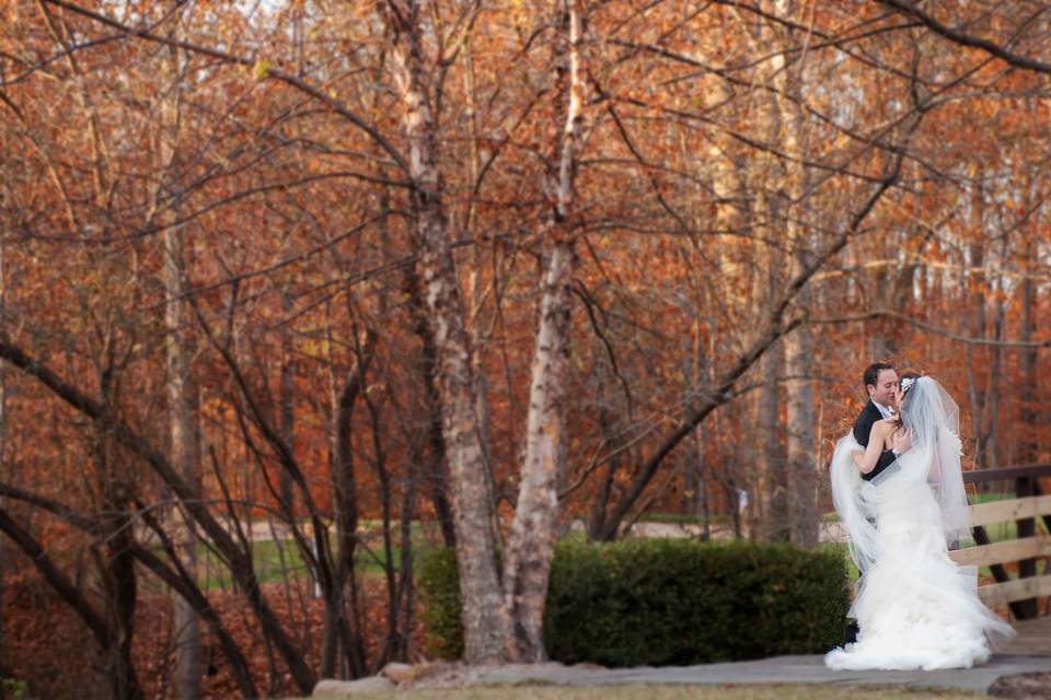 Newlyweds in the autumn