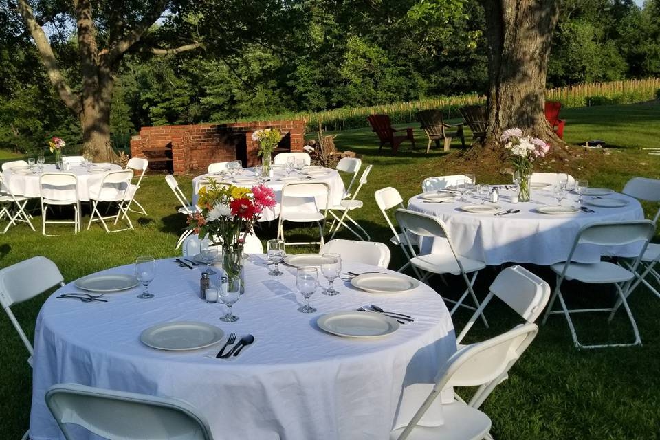 Outdoor wedding back patio