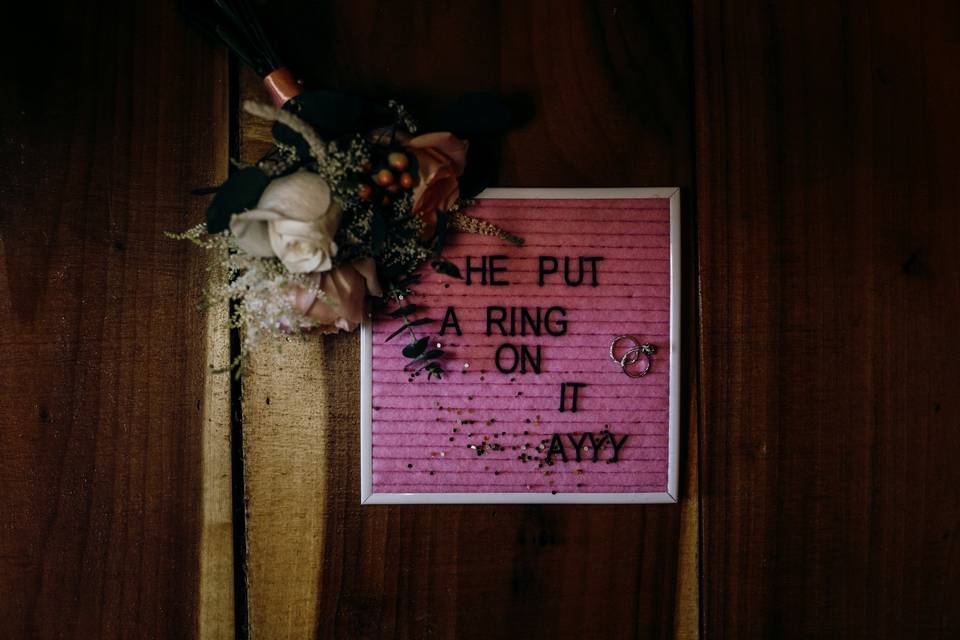 Unique letterboard ring shot
