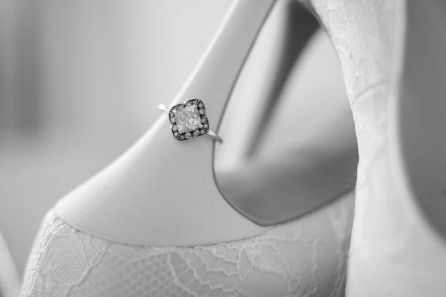 Engagement ring on shoes