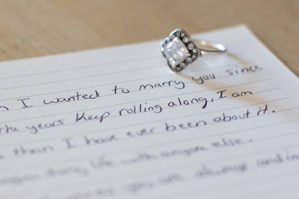 Engagement ring on vows