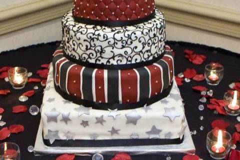 5 layered colorful wedding cake