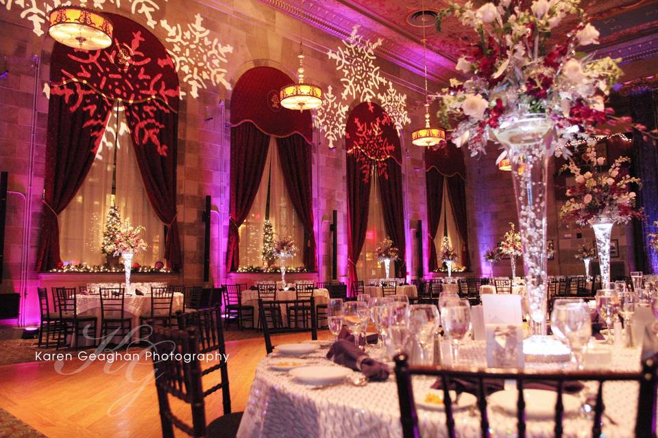 Reception set-up and uplighting